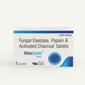 GLIXOZYME (Fungal Diastase 100mg + Papain 60mg + Activated Charcoal 75mg Tablets)